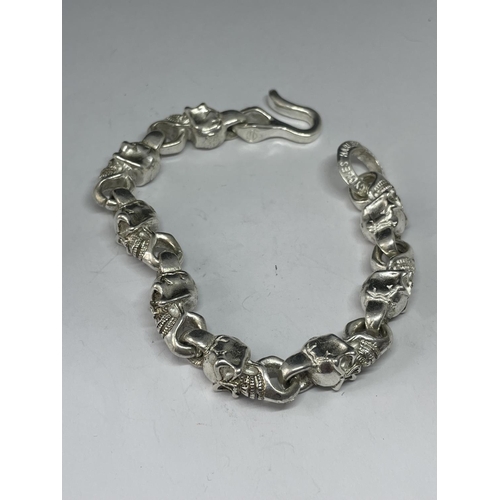 565 - A MARKED  SILVER HARLEY DAVIDSON SKULL BRACELET