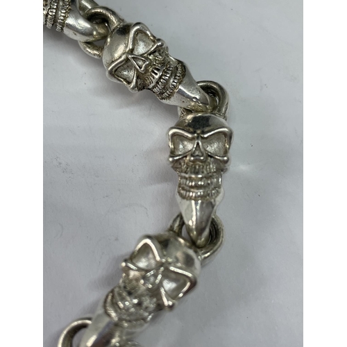 565 - A MARKED  SILVER HARLEY DAVIDSON SKULL BRACELET