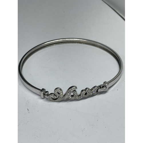 570 - TWO MARKED SILVER BANGLES ONE WITH MUM