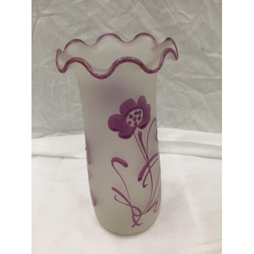 120A - A LEGRAS FRENCH GLASS VASE WITH FLOWER DECORATION