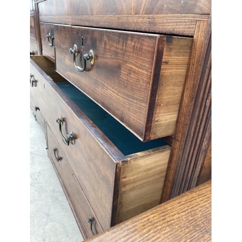 2448 - A 19TH CENTURY MAHOGANY CHEST OF TWO SHORT AND THREE LONG DRAWERS 49