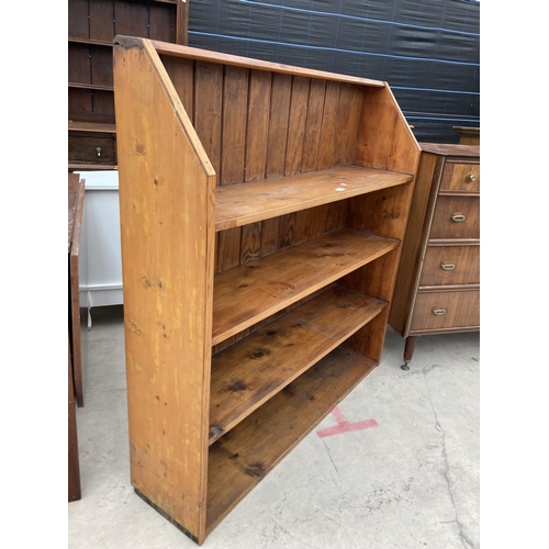 2458 - A VICTORIAN PINE OPEN FOUR TIER BOOKCASE 45