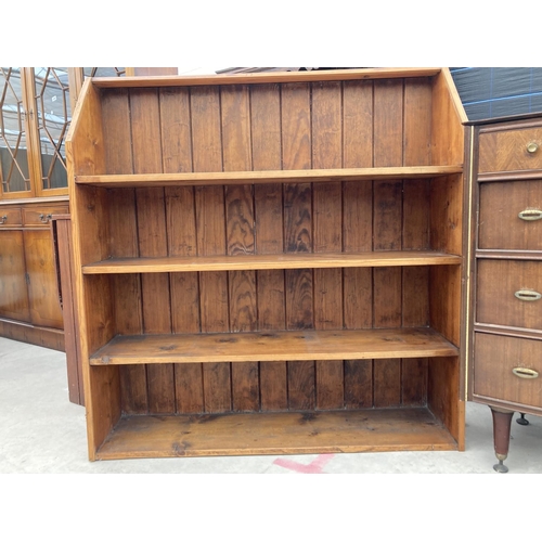 2458 - A VICTORIAN PINE OPEN FOUR TIER BOOKCASE 45