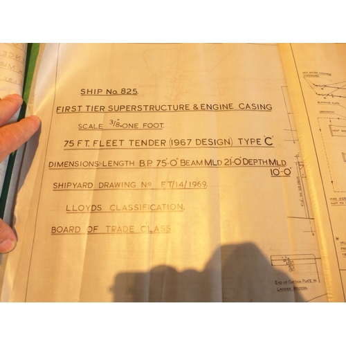 318 - A LARGE QUANTITY OF SHIP BUILDING PLANS MOSTLY RELATING TO THE CONSTRUCTION OF ROYAL NAVY TENDERS CI... 