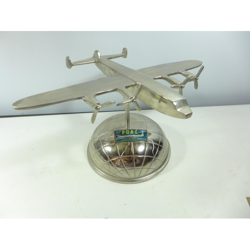 312 - A CHROME PLATED BOAC PLANE ON STAND, HEIGHT 22CM