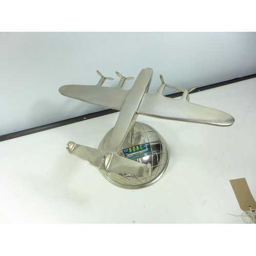 312 - A CHROME PLATED BOAC PLANE ON STAND, HEIGHT 22CM