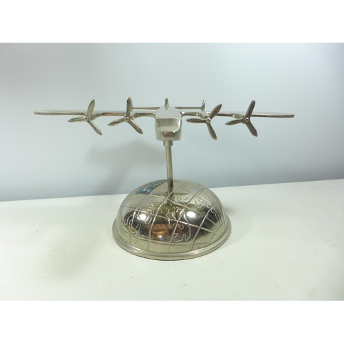 312 - A CHROME PLATED BOAC PLANE ON STAND, HEIGHT 22CM