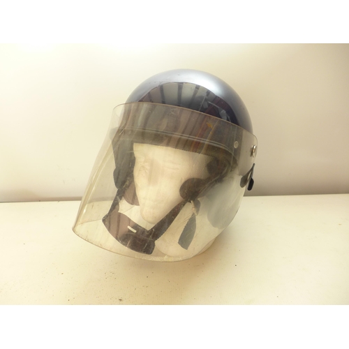 346 - A POLICE RIOT HELMET AND FACE SHIELD