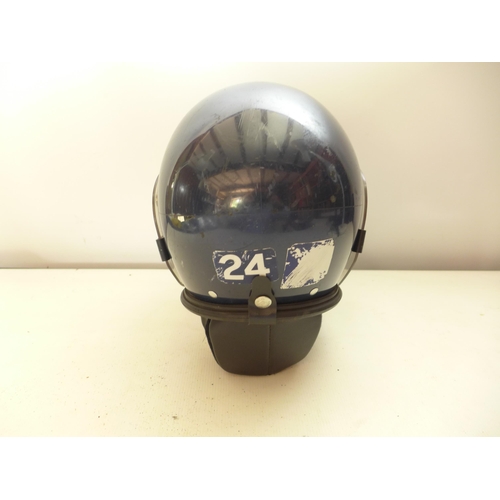 346 - A POLICE RIOT HELMET AND FACE SHIELD