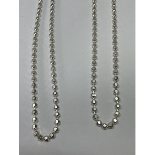 528 - TWO MARKED SILVER BALL STYLE NECKLACES