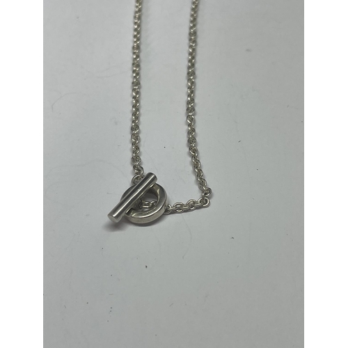 532 - THREE SILVER T BAR NECKLACES