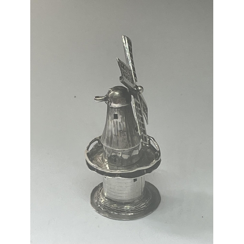 540 - A SILVER MINIATURE WINDMILL BY J VAN DIJK HOORN CIRCA 1900 CARRIES THE SWORD MARK ON THE SAIL AND AT... 