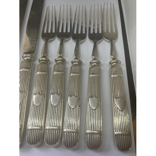 544 - A SET OF VICTORIAN HALLMARKED BIRMINGHAM 1878  DESERT SERVICE CUTLERY BY FREDERICK ELKINGTON WITH SI... 