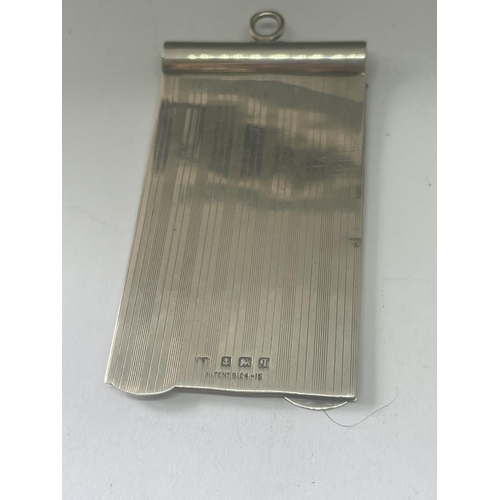 545 - A HALLMARKED BIRMINGHAM SILVER NOTE PAD HOLDER WEIGHT 43G