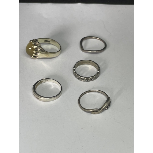 562 - FIVE MARKED SILVER RINGS