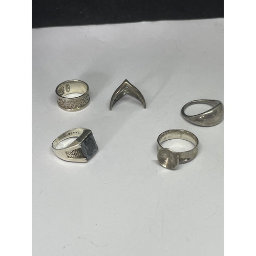 569 - FIVE MARKED SILVER RINGS