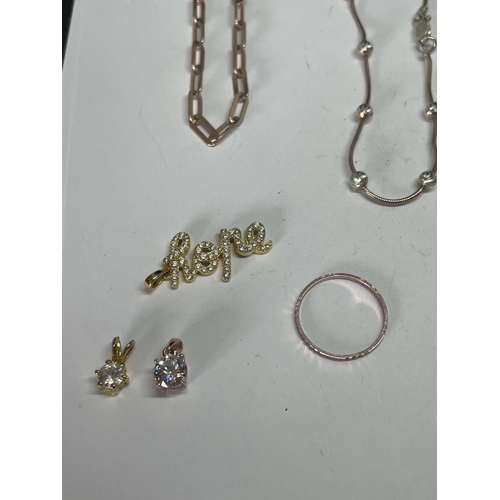 592 - VARIOUS ITEMS OF SILVER GILT TO INCLUDE BRACELETS, RING, PENDANTS ETC