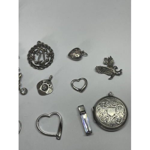 594 - FOURTEEN VARIOUS MARKED SILVER PENDANTS