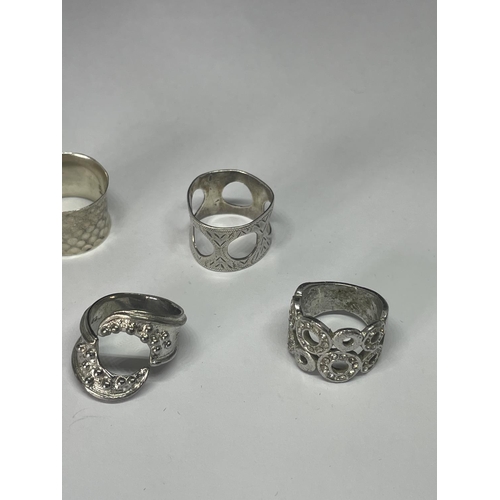 596 - FIVE MARKED SILVER RINGS