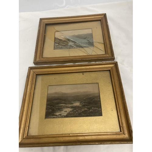 123 - A FRAMED PRINT OF DARTMOOR  A/F TOGETHER WITH A FRAMED PRINT OF CHAGFORD ANCIENT BRIDGE ON WALLABROO... 