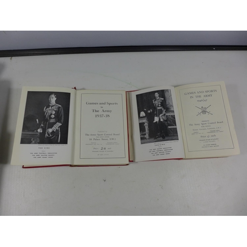 353 - TWO VOLUMES OF GAMES AND SPORTS IN THE ARMY DATED 1937-38 AND 1946-47