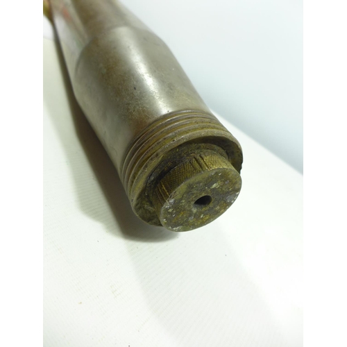 361 - A BRASS INERT TESTING THREE INCH SHELL DATED 1956, HEIGHT 68CM