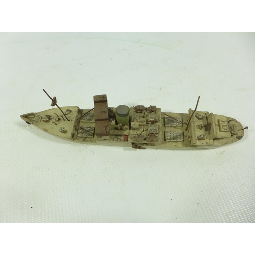 363 - A MODEL OF THE SHIP 'JAMAICA PRODUCER' DATED 1946, LENGTH 21CM, TEAK BARREL FROM HMS AJAX, IRON BALL... 