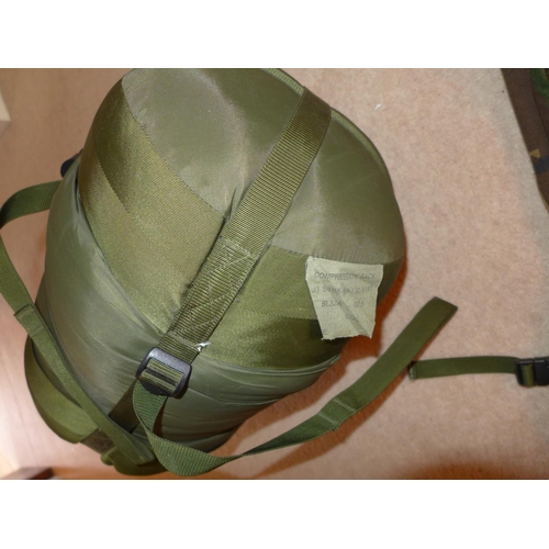 367 - A BRITISH ARMY BERGEN BACKPACK AND A COMPRESSION BAG (2)