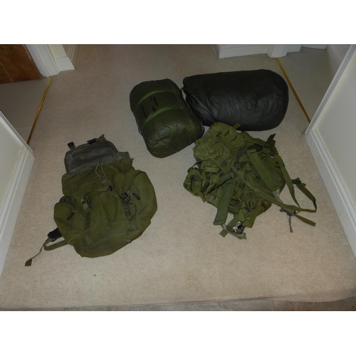 379 - TWO MILITARY BACKPACKS AND TWO SLEEPING BAGS (4)