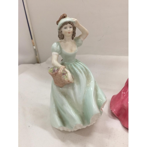 100 - A ROYAL DOULTON FIGURE 'POLLY PEACHAM' HN 549 A/F CRACK TO BASE PLUS 'AUTUMN BREEZES' - A/F AND COAL... 