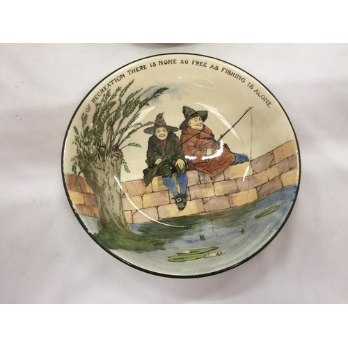 63 - TWO ROYAL DOULTON 'THE GALLANT FISHERS' BOWLS, DIAMETER 24CM AND 21CM