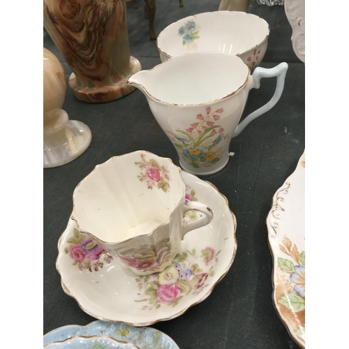 67 - A COLLECTION OF VINTAGE CHINA TEAWARE TO INCLUDE PRINCESS ANNE TRIOS, WELLINGTON CHINA, ETC