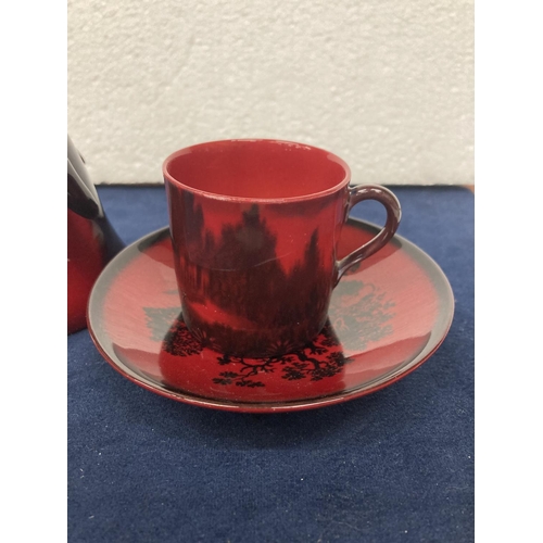 703 - A ROYAL DOULTON FLAMBE CUP AND SAUCER-  6 CM
A ROYAL DOULTON FLAMBE PENGUIN AF - DAMAGE TO BEAK AND ... 