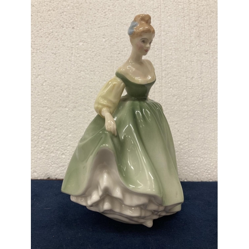 714 - A ROYAL DOULTON FIGURE 'FAIR LADY' HEIGHT 20CM - A/F SMALL CHIP TO SKIRT OF DRESS