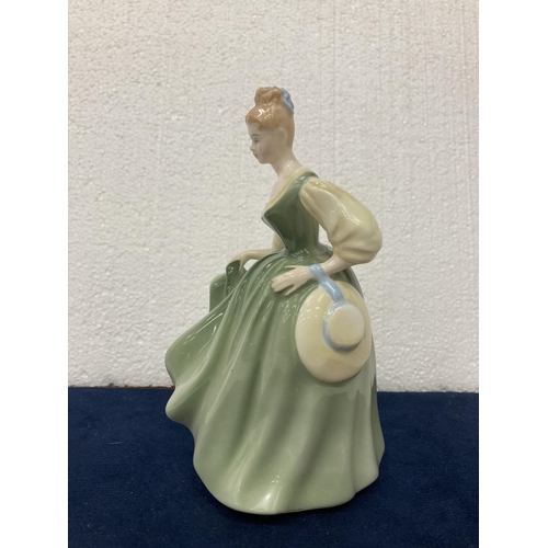 714 - A ROYAL DOULTON FIGURE 'FAIR LADY' HEIGHT 20CM - A/F SMALL CHIP TO SKIRT OF DRESS