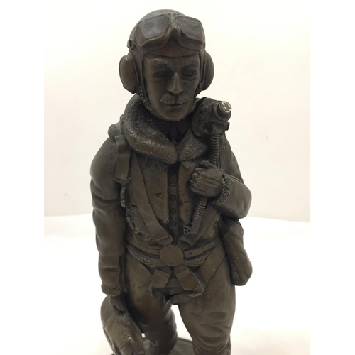 91 - A RESIN FIGURE OF AN R. A. F. AIRMAN HEIGHT 28.5CM