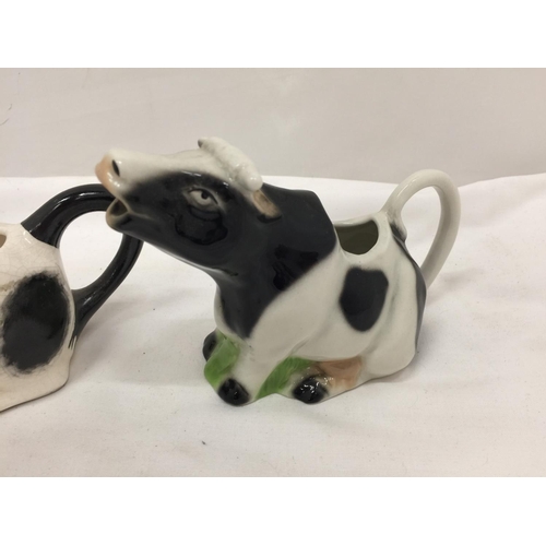 95 - THREE COW CREAMERS, TWO STAFFORDSHIRE