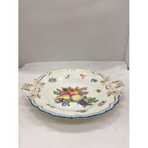 115 - A WORCESTER HERITAGE COLLECTION 2018 LARGE BOWL WITH FRUIT DECORATION, FLUTED EDGE, GILT SWAGS, ETC ... 