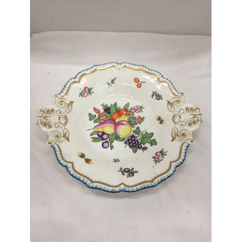 115 - A WORCESTER HERITAGE COLLECTION 2018 LARGE BOWL WITH FRUIT DECORATION, FLUTED EDGE, GILT SWAGS, ETC ... 