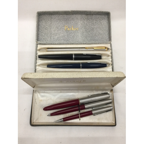 131 - TWO BOXED SETS OF VINTAGE PARKER PENS