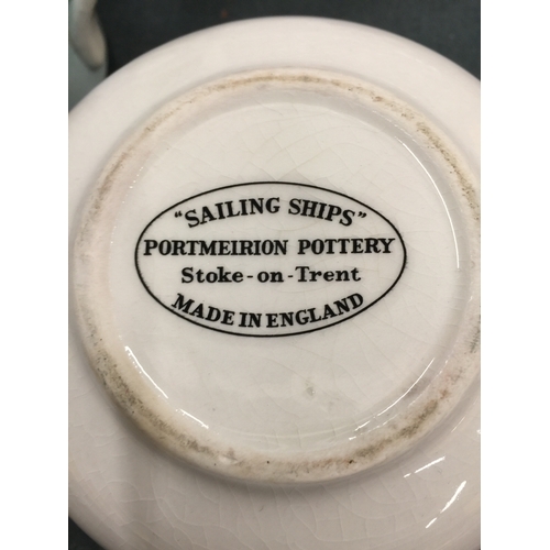 134 - A QUANTITY OF PORTMERION 'SAILING SHIPS' ITEMS TO INCLUDE TANKARDS, A BOWL, 'PHOENIX' JUG, PLUS A SH... 