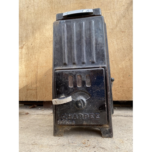 1203 - A SMALL VINTAGE CAST IRON WOOD BURNING STOVE