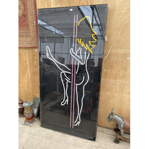 1215 - A LARGE NEON LIGHT SIGN OF A DANCING FEMALE (104CM X 204CM)