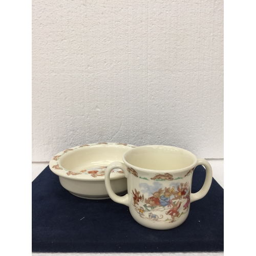 747 - TWO ROYAL DOULTON BUNNYKINS ITEMS TO INCLUDE A BOWL AND TWIN HANDLED CUP