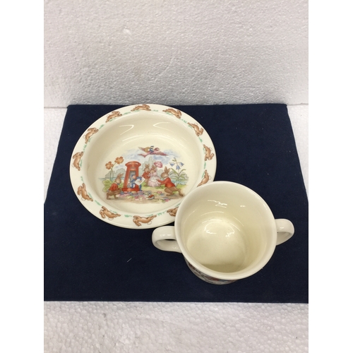 747 - TWO ROYAL DOULTON BUNNYKINS ITEMS TO INCLUDE A BOWL AND TWIN HANDLED CUP