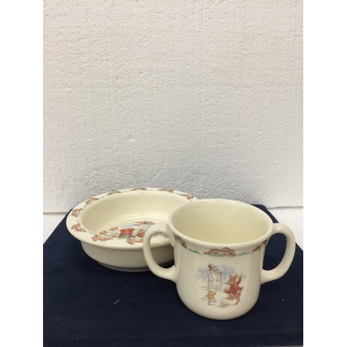 747 - TWO ROYAL DOULTON BUNNYKINS ITEMS TO INCLUDE A BOWL AND TWIN HANDLED CUP