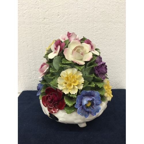 758 - A LARGE AYNSLEY HAND PAINTED PORCELAIN FLOWER BASKET