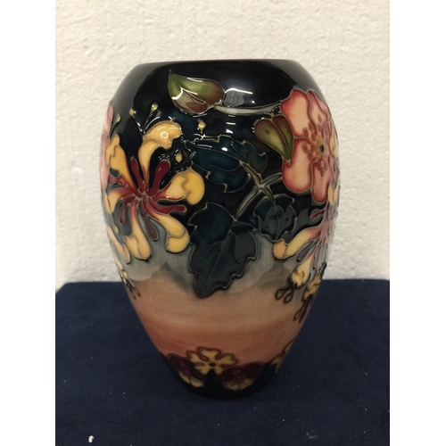 766 - A MOORCROFT OBERON MIXED FLOWERS SPRING VASE SIGNED BY WALTER MOORCROFT 18.5CM (H)