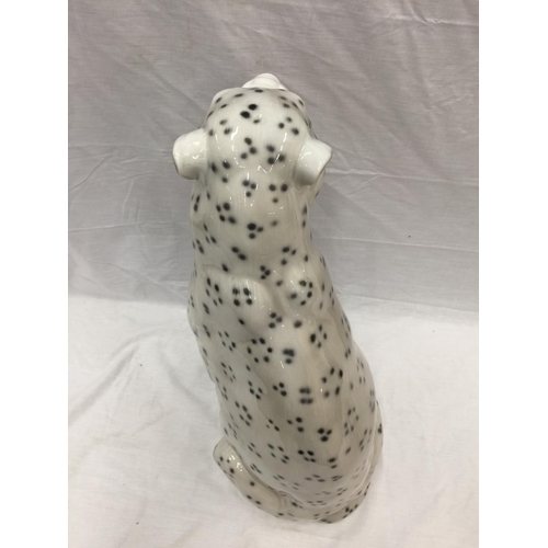 14 - A VERY LARGE ITALIAN MADE CERAMIC SNOW LEOPARD INSCRIBED WITH INDISTINCT SIGNATURE TO BASE, HAS SOME... 