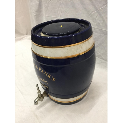 19 - A BROWN & PANK'S CERAMIC SHERRY DISPENSER BARREL WITH TAP H: 30CM